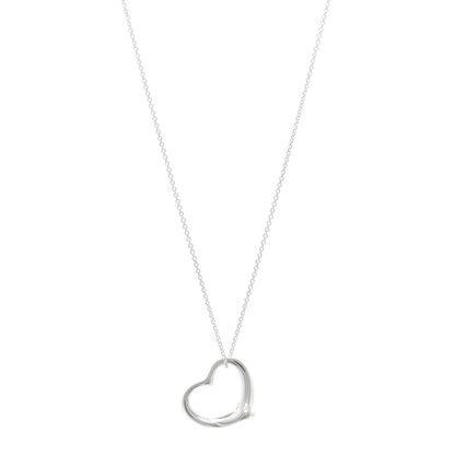 Tiffany Sterling Silver 27mm Elsa Peretti Open Heart Pendant Necklace 1 of 4