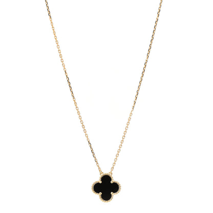 Van Cleef & Arpels 18K Yellow Gold Black Onyx Vintage Alhambra Pendant Necklace 1 of 6