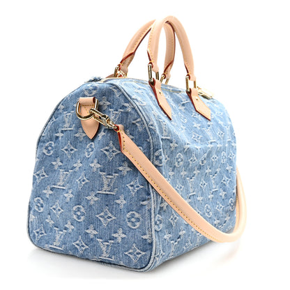 Louis Vuitton Monogram Denim Speedy Soft 30 Blue 2 of 9