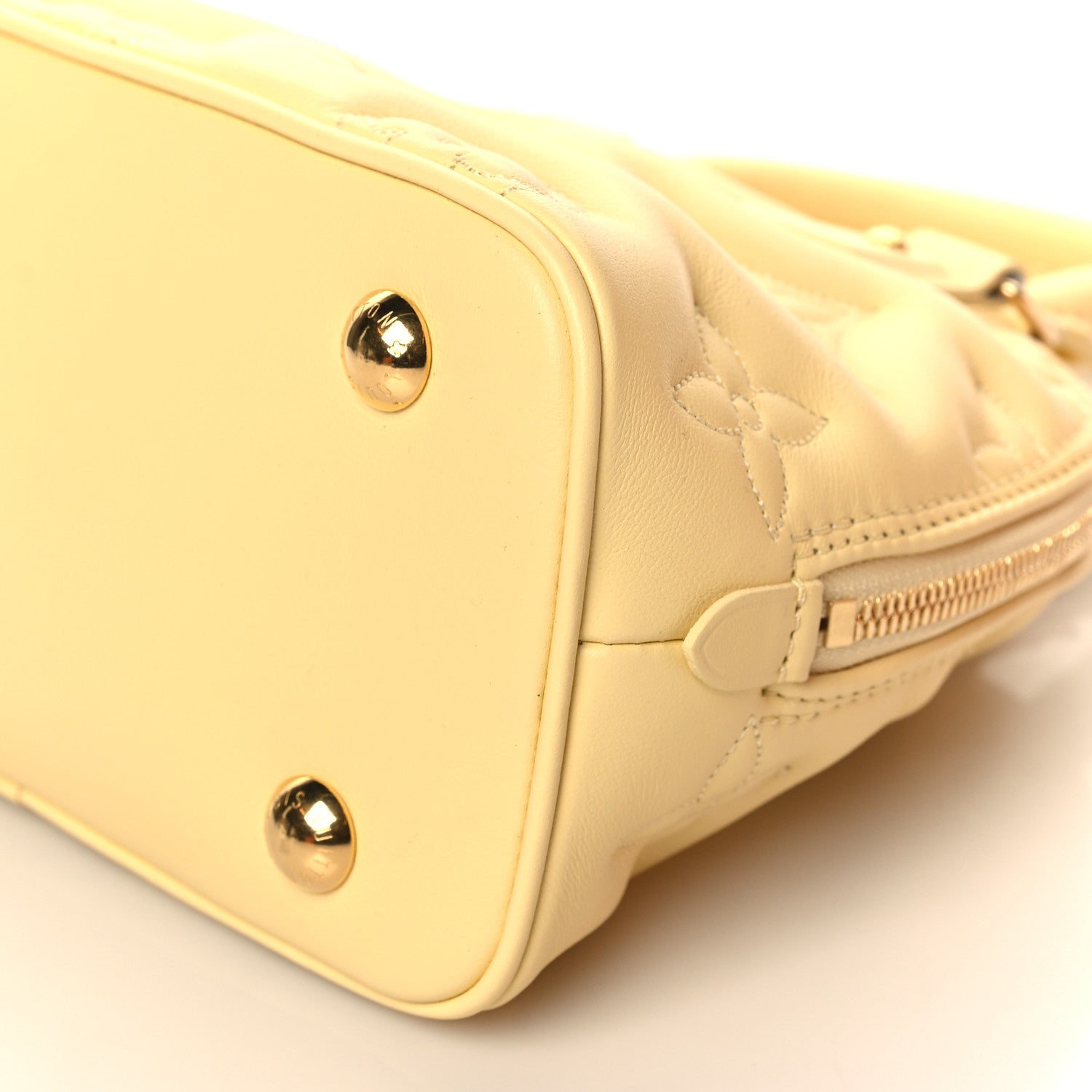 Louis Vuitton Calfskin Bubblegram Alma BB Banana 8 of 9