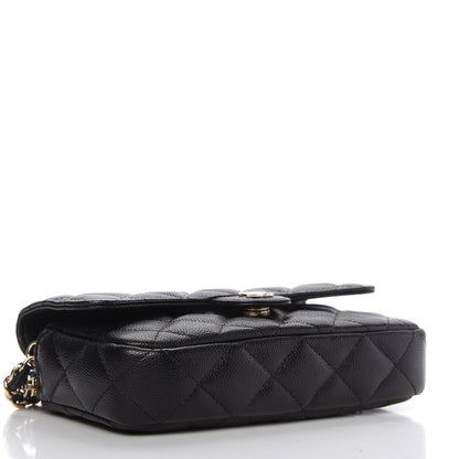 Chanel Caviar Quilted Flap Phone Holder With Chain Black 4 of 12