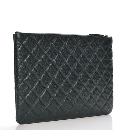 Chanel Woven Lambskin Quilted Medium Cosmetic Case Green 3 of 8