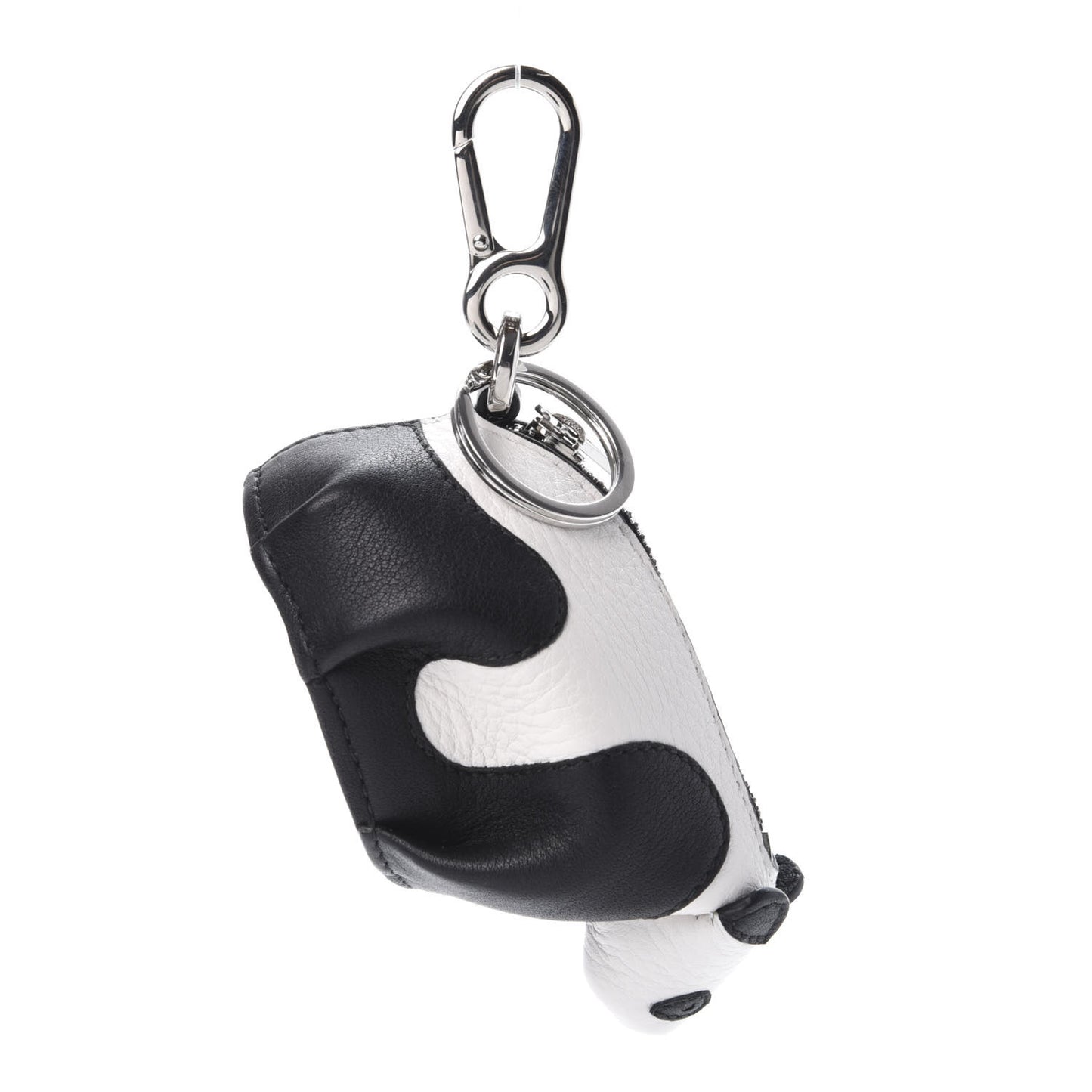 Calfskin Panda Coin Pouch Bag Charm Key Holder Black White