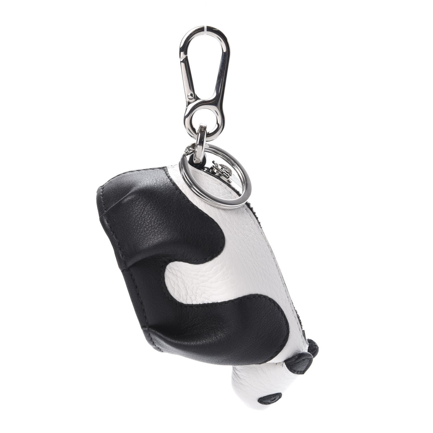Loewe Calfskin Panda Coin Pouch Bag Charm Key Holder Black White 1 of 5