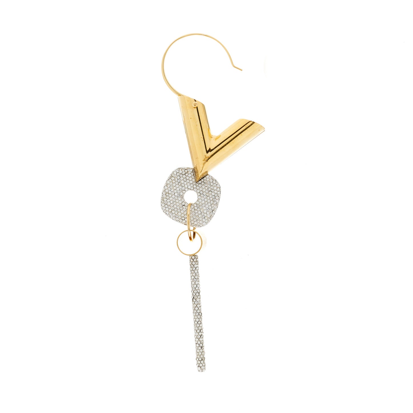 Crystal Essential V Single Hoop Earring Gold