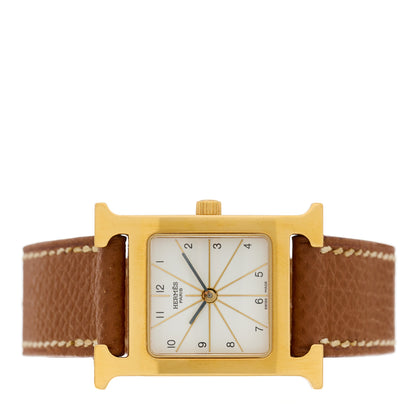 Hermes Stainless Steel Epsom 21mm Heure H Hour Quartz Watch Gold 2 of 4