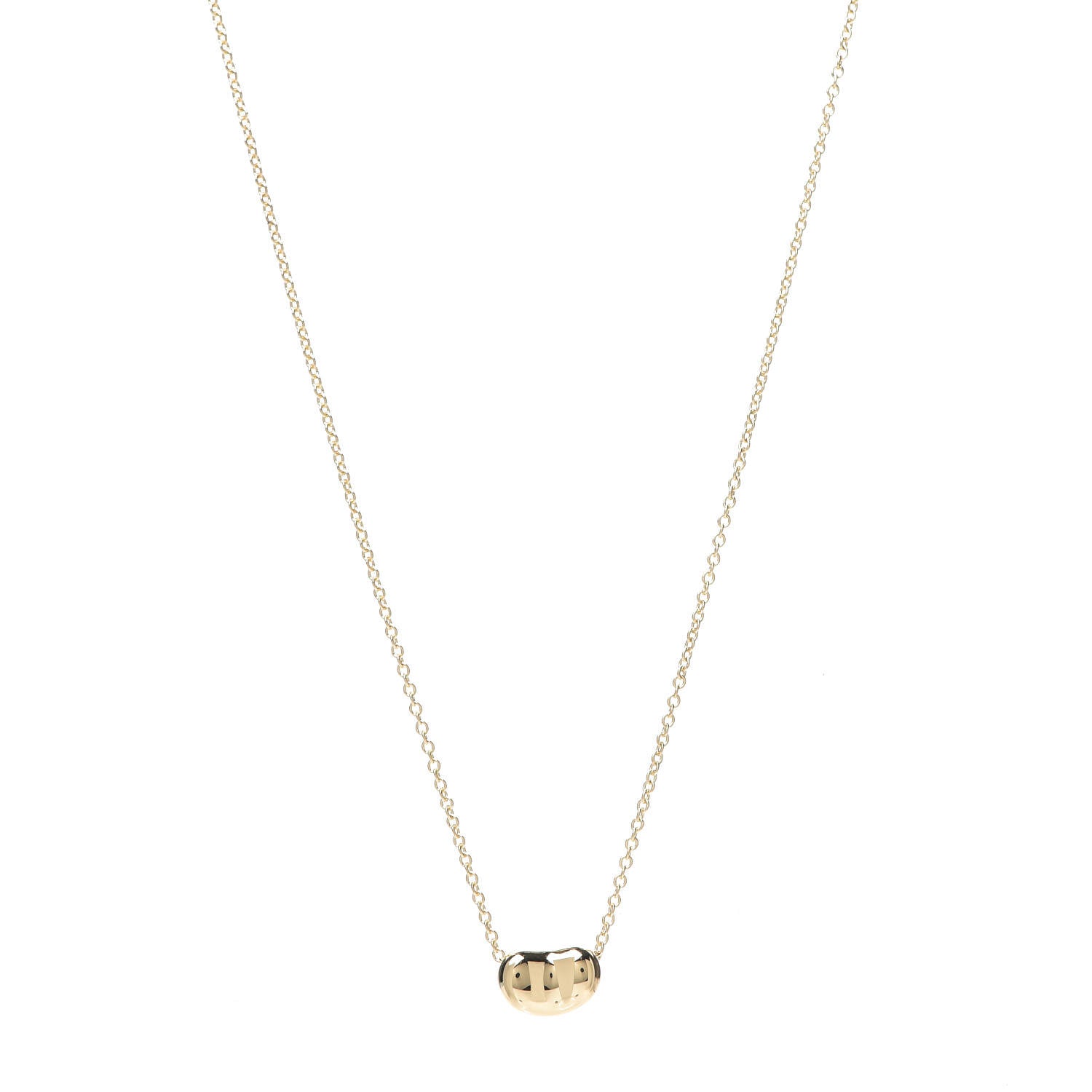 Tiffany 18K Yellow Gold 7mm Elsa Peretti Bean Pendant Necklace 1 of 8