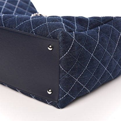 Chanel Denim Quilted Large Coco Handle Shopping Tote Blue 9 of 11