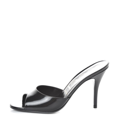 Gucci Polished Calfskin Scarlet Mid Heel Slide Sandals 39.5 Black 1 of 8