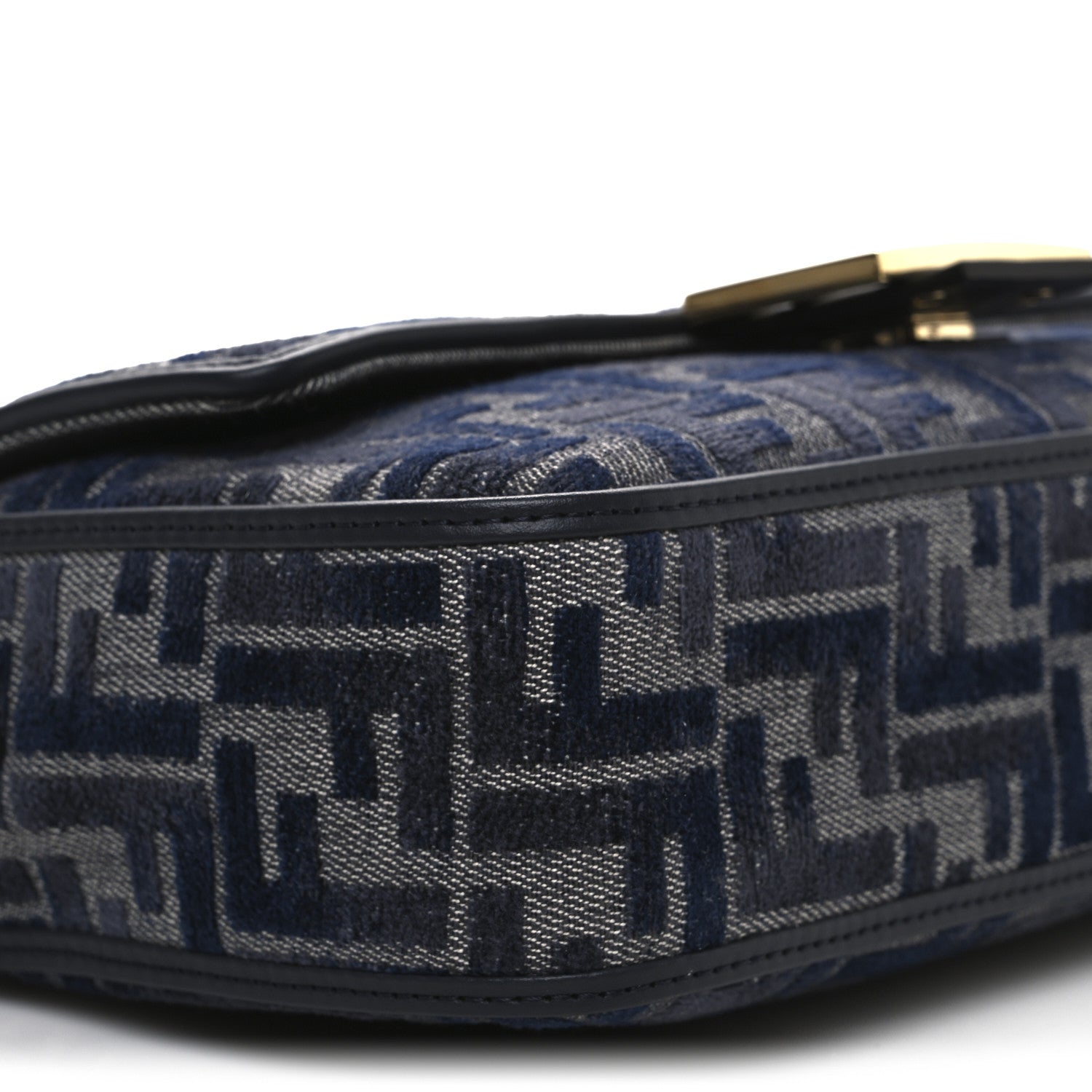 Fendi Chenille FF Embroidered Baguette Grigio Notte Flamingo 10 of 12