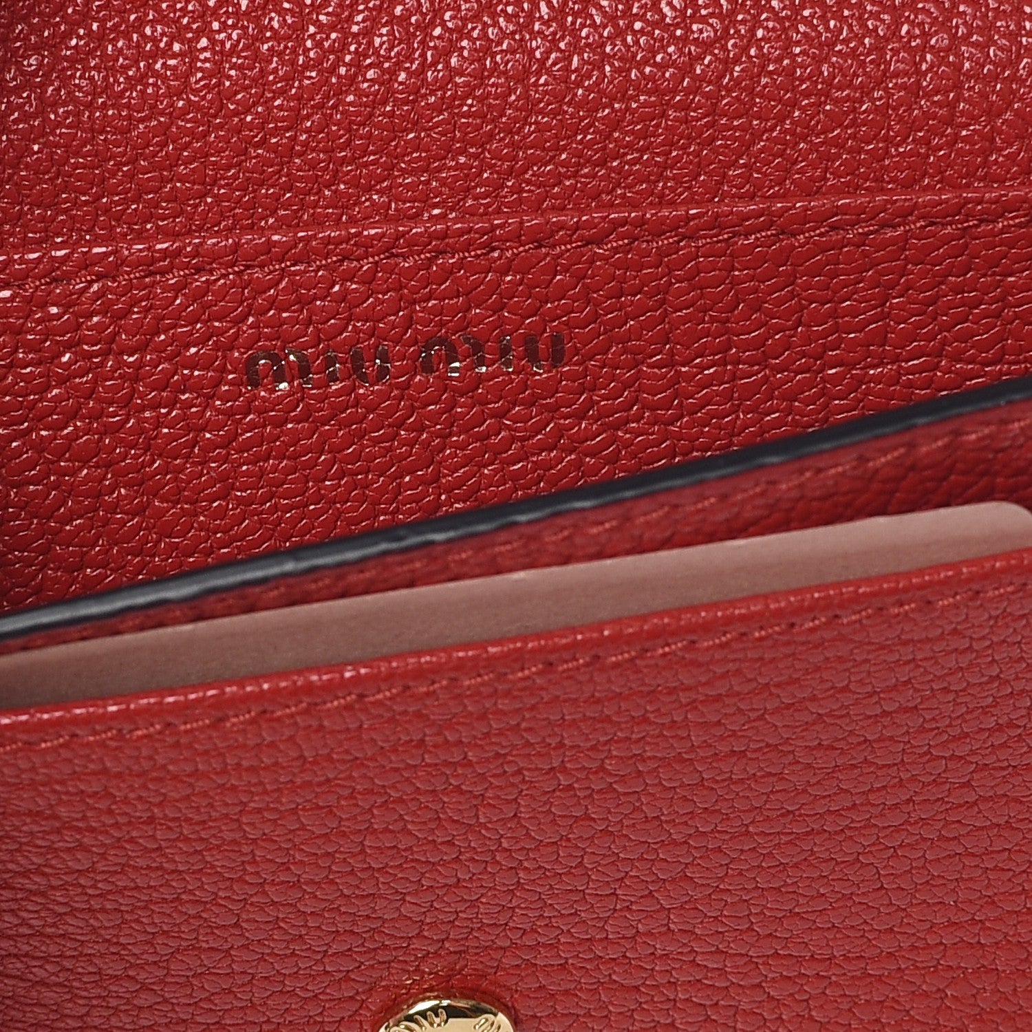 Miu Miu Goatskin Madras Bow Card Holder Rosso 6 of 8