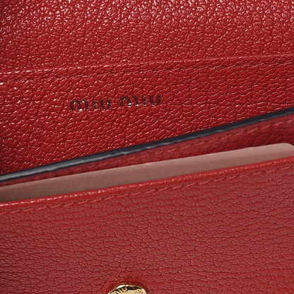 Miu Miu Goatskin Madras Bow Card Holder Rosso 6 of 8