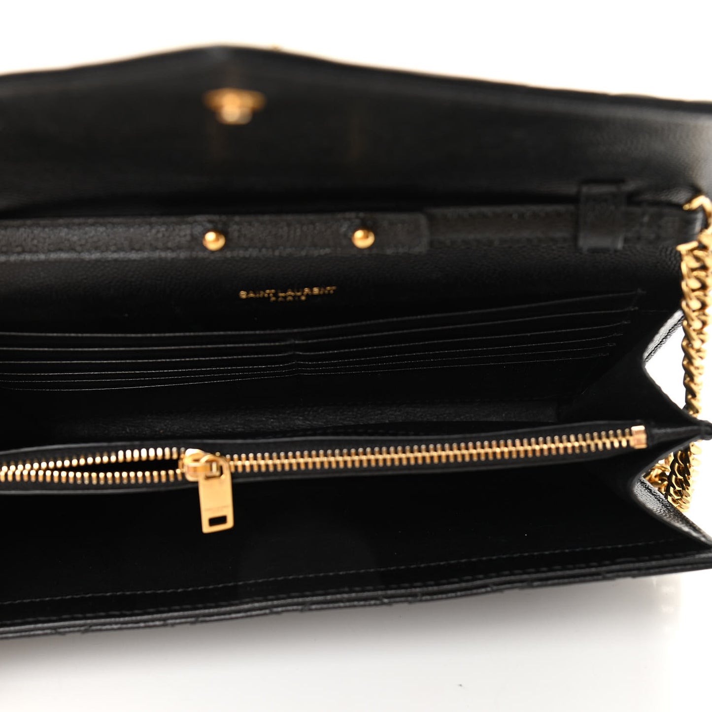 Grain De Poudre Mixed Matelasse Triquilt Monogram Chain Wallet Black