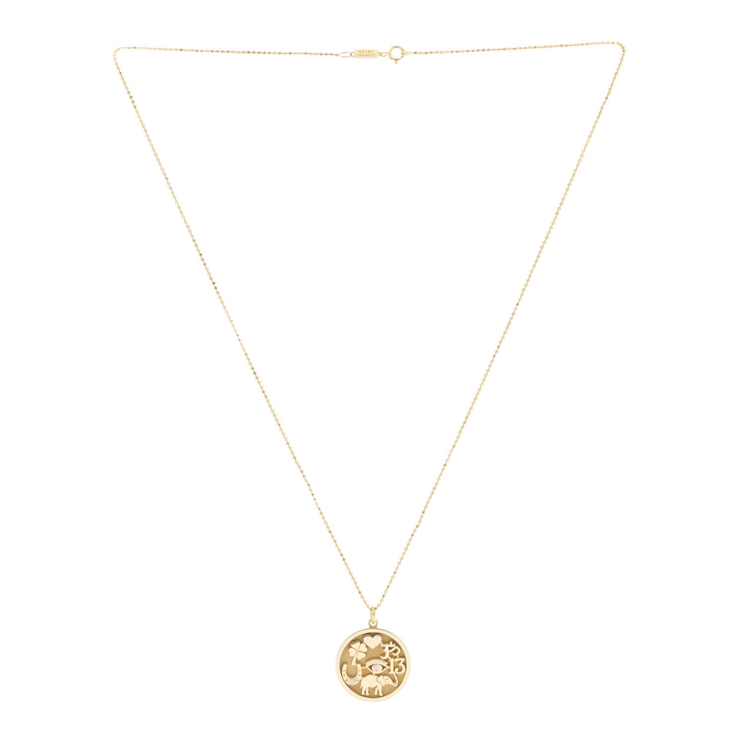 Jennifer Meyer 18K Yellow Gold Diamond Good Luck Pendant Necklace 3 of 6