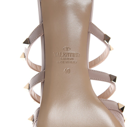 Valentino Garavani Pebbled Calfskin Rockstud 50mm Cage Mules 40 Poudre 6 of 7