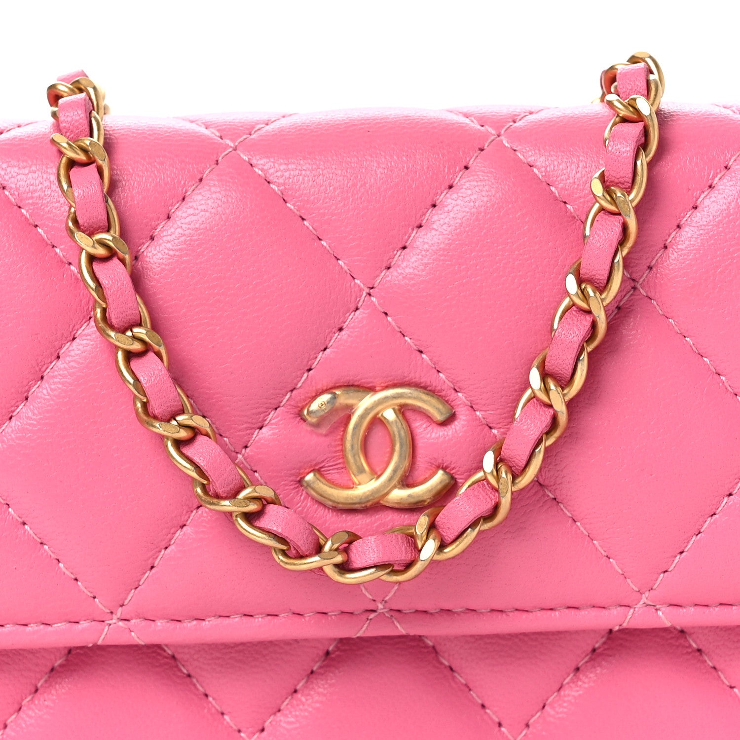 Chanel Lambskin Quilted Pearl Crush Clutch With Chain Pink 9 of 14
