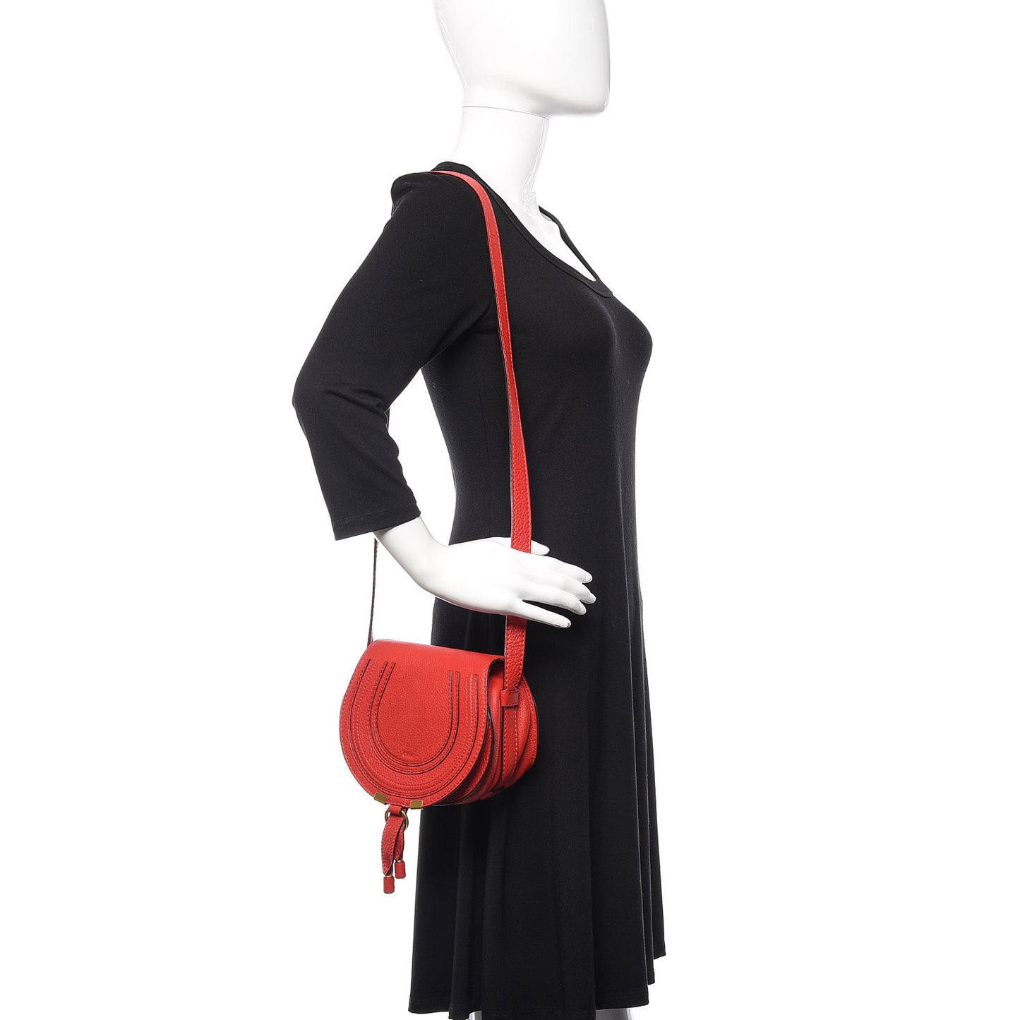 Calfskin Mini Marcie Round Crossbody Bag Red