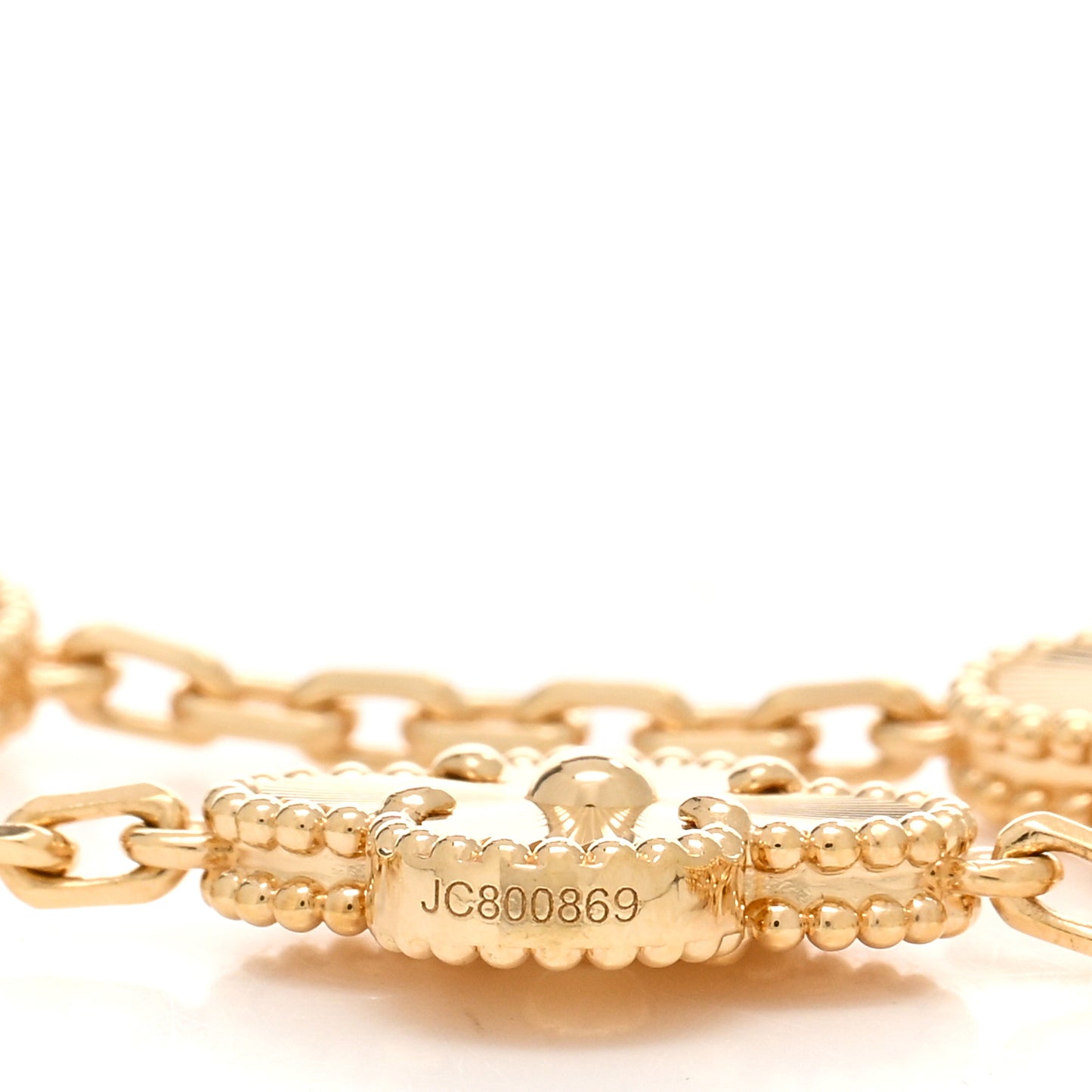 18K Yellow Gold 5 Motifs Guilloche Vintage Alhambra Bracelet