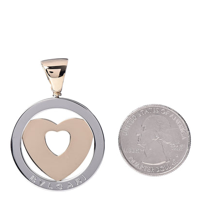 Bulgari Stainless Steel 18K Yellow Gold Tondo Heart Pendant 2 of 3