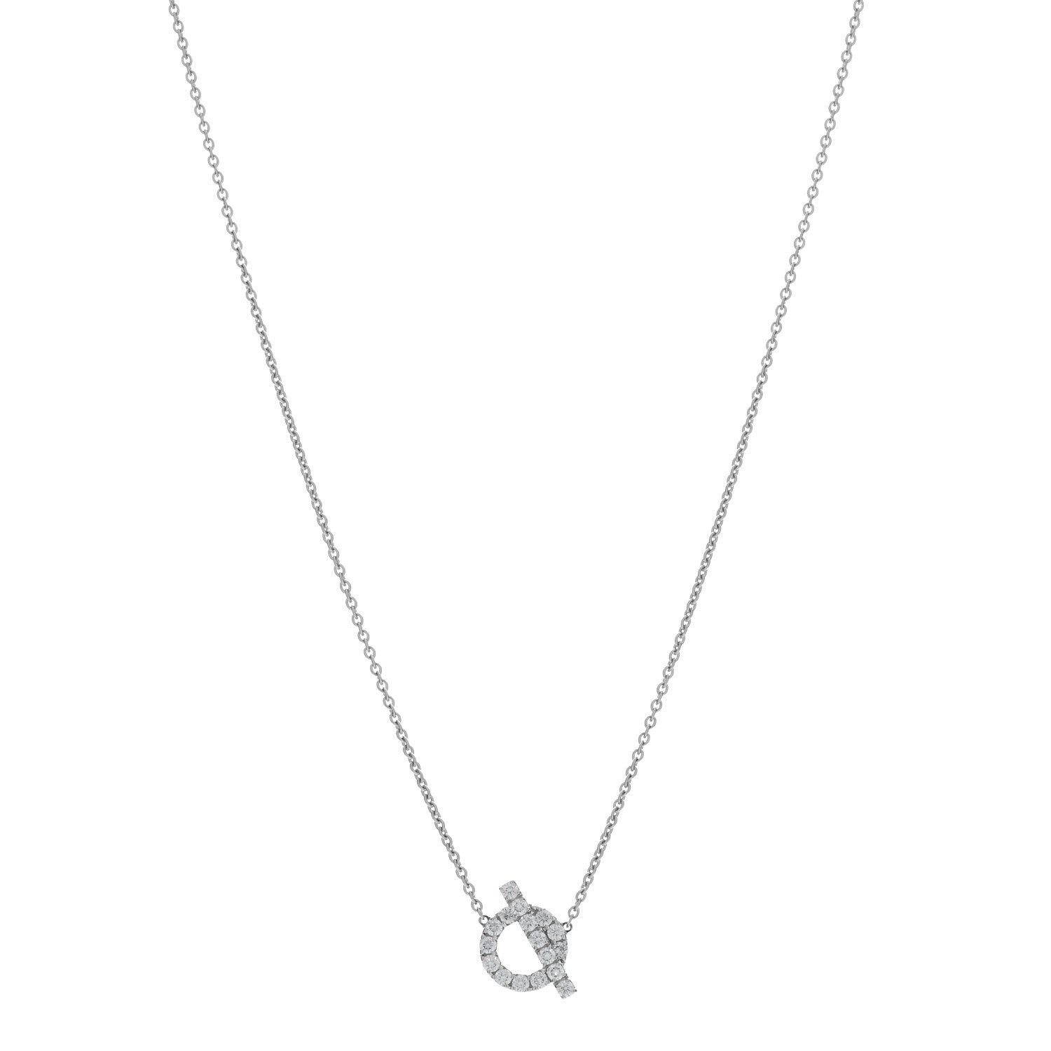 Hermes 18K White Gold Diamond Finesse Pendant Necklace 1 of 5