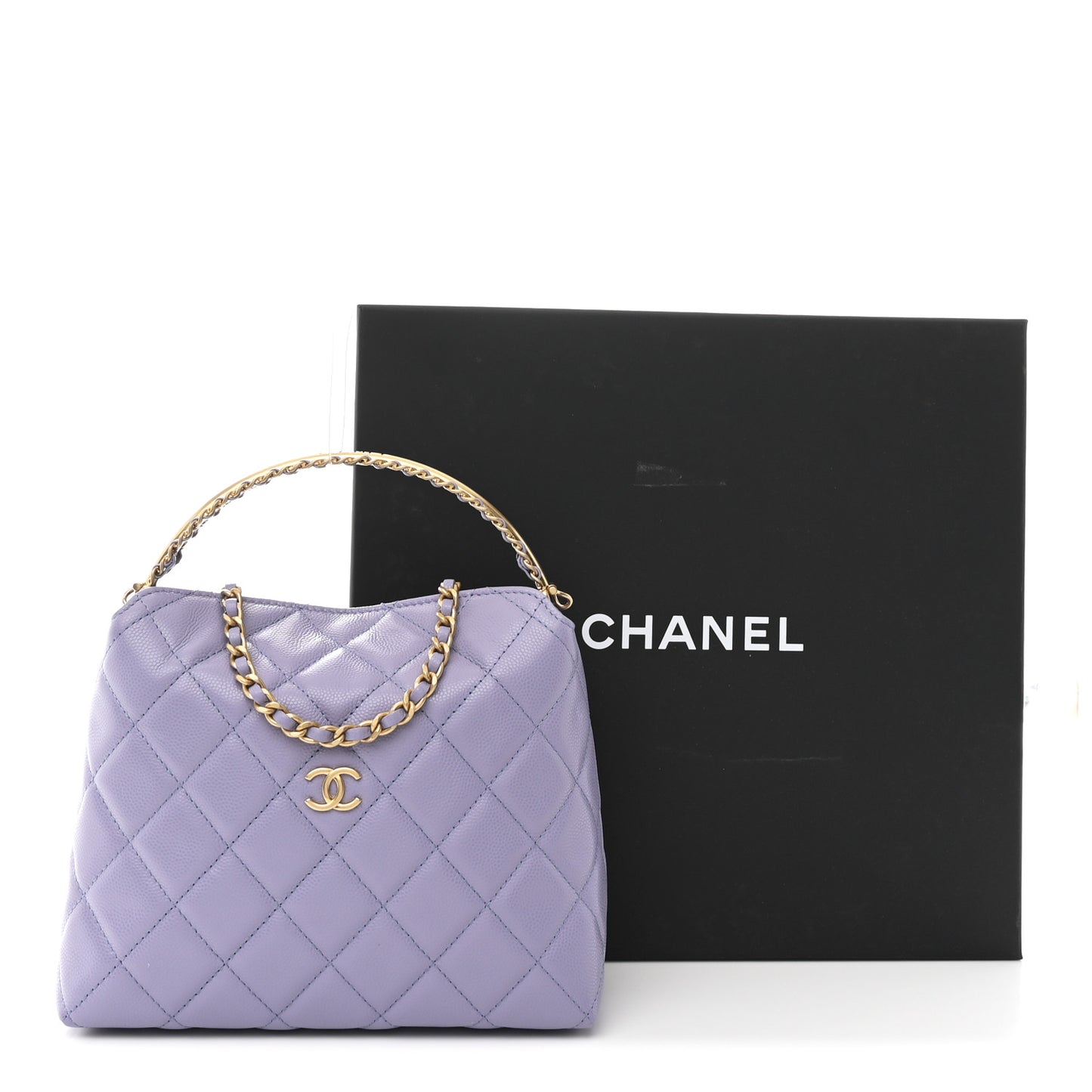 Caviar Quilted Chanel Way Clutch With Chain Light Purple