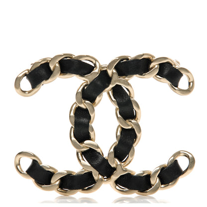 Chanel Lambskin Chain CC Brooch Black Gold 1 of 5