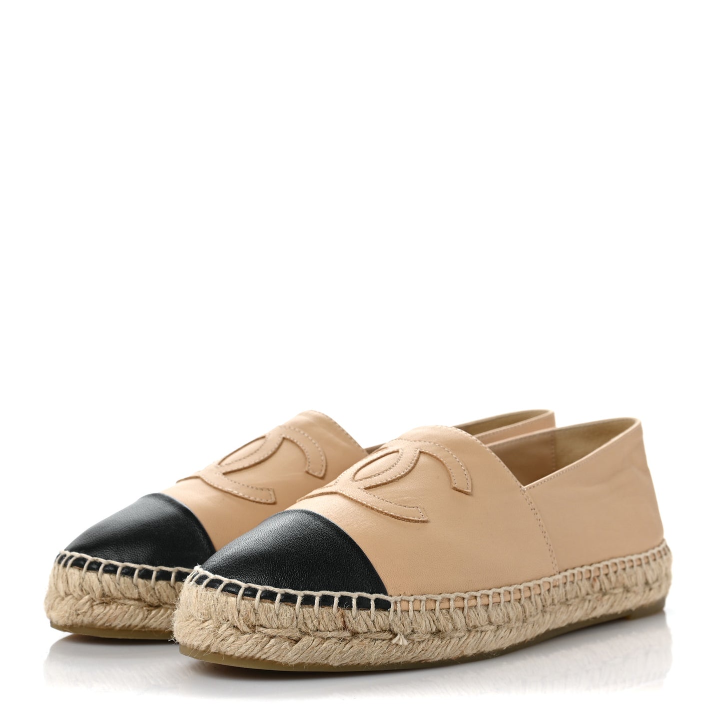 Lambskin CC Espadrilles 38 Beige Black