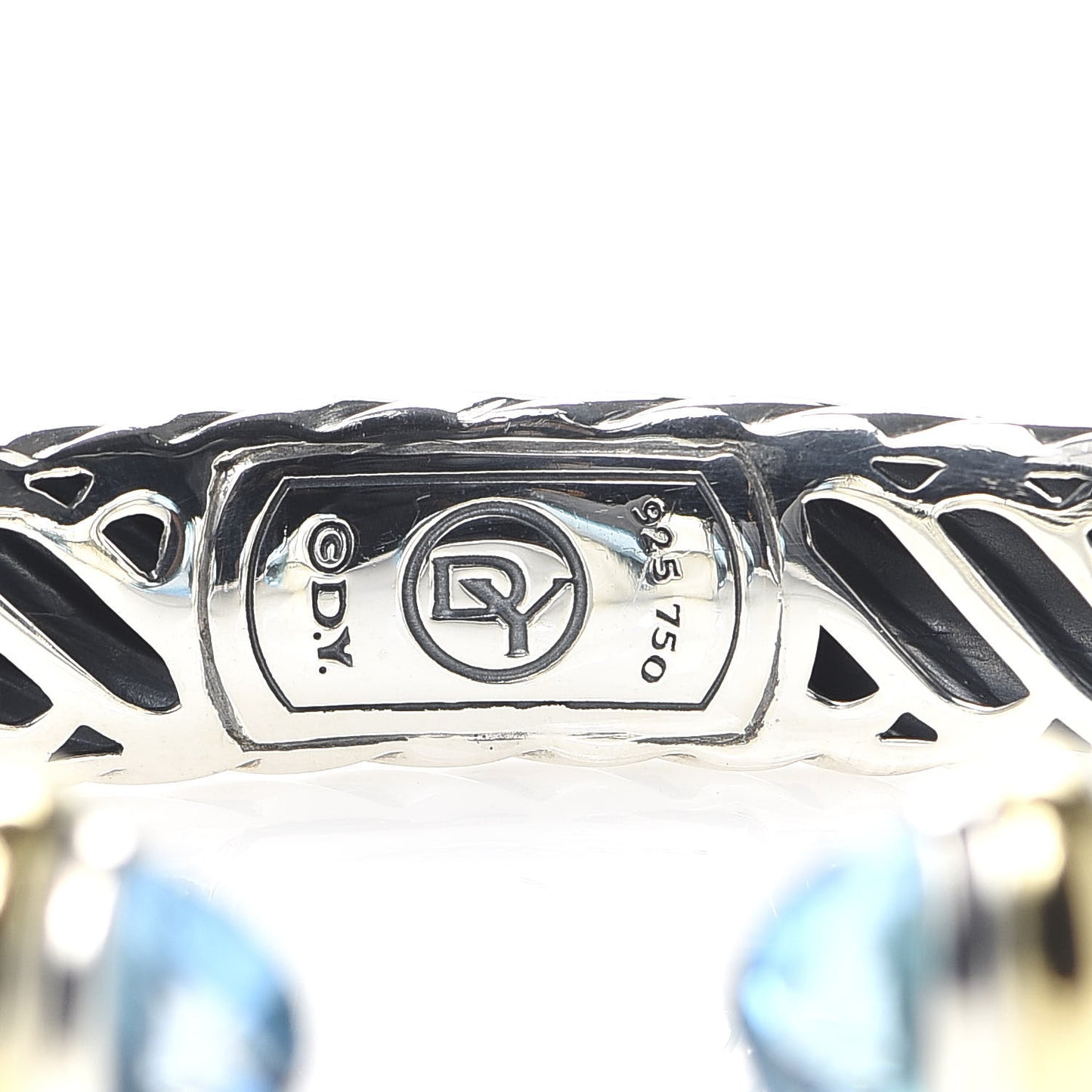 Sterling Silver 18K Yellow Gold Blue Topaz 10mm Waverly Bracelet