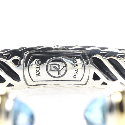 David Yurman Sterling Silver 18K Yellow Gold Blue Topaz 10mm Waverly Bracelet 4 of 6