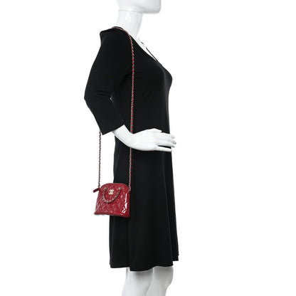 Chanel Patent Calfskin Quilted Shiny Coco Clutch With Chain Red 2 of 11