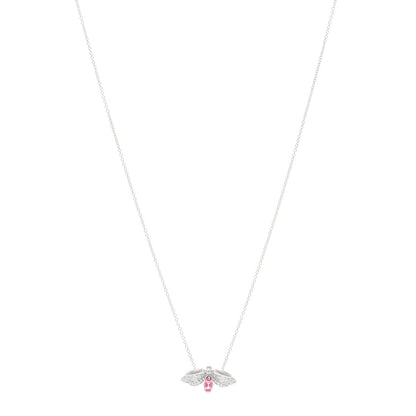 Tiffany Platinum Diamond Pink Tourmaline Paper Flowers Firefly Pendant Necklace 1 of 5