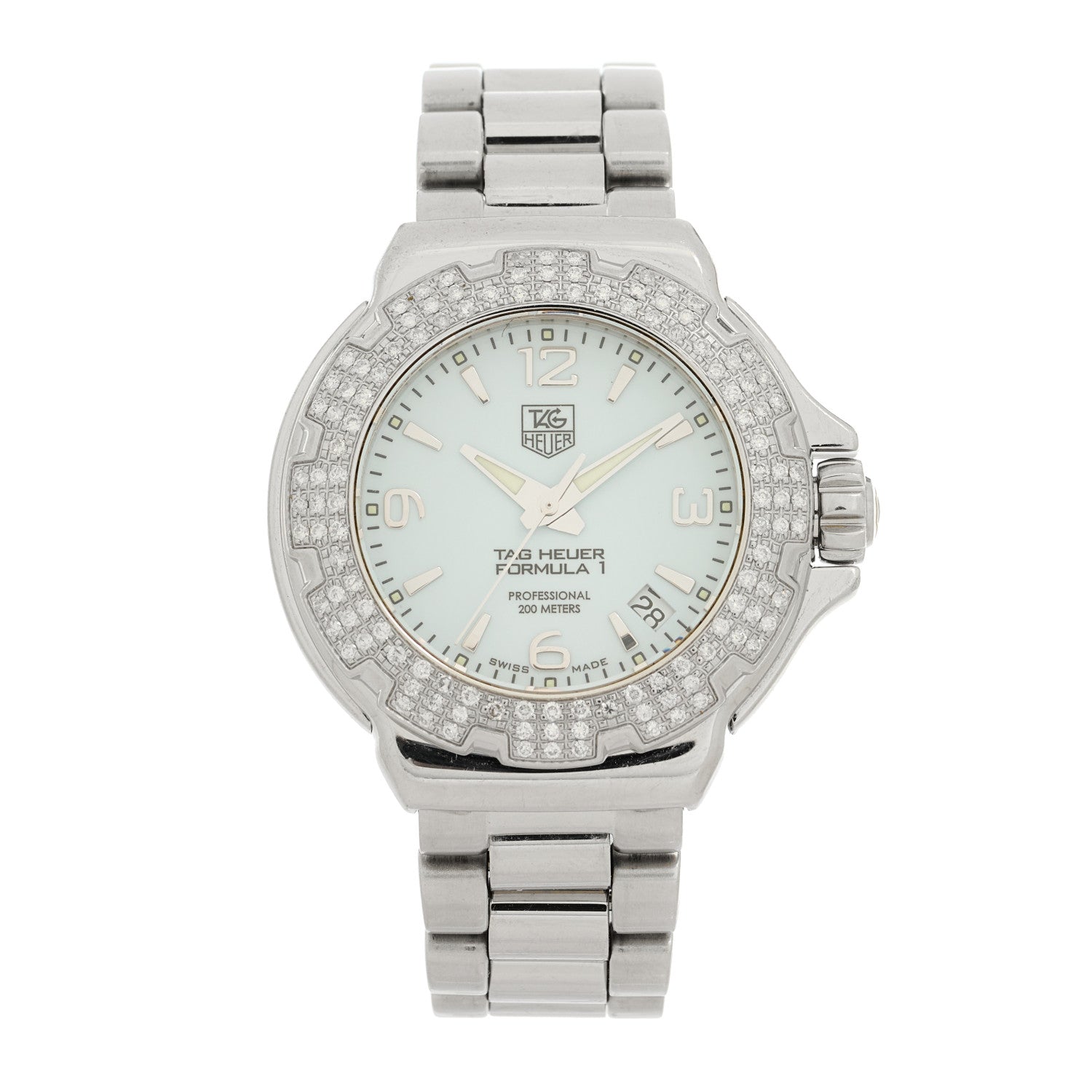 Tag Heuer Stainless Steel Diamond Bezel 35mm Formula 1 Lady Quartz Watch White WAC1215-0 1 of 4