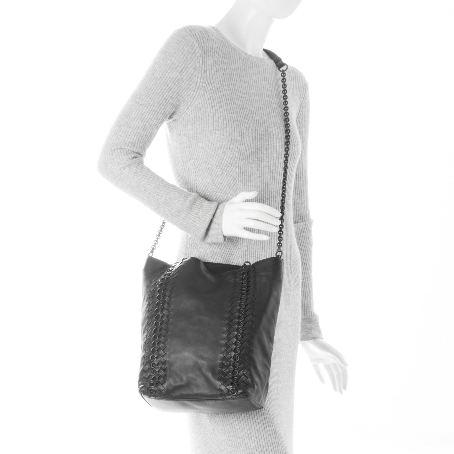 Nappa Intrecciato Grommet Tote Nero Black