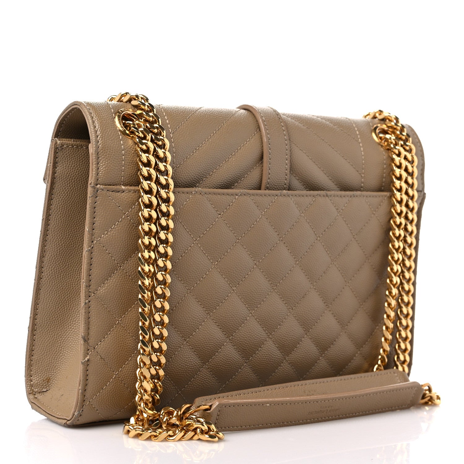 Saint Laurent Grain De Poudre Textured Mixed Matelasse Medium Triquilt Monogram Satchel Natural Tan 3 of 18