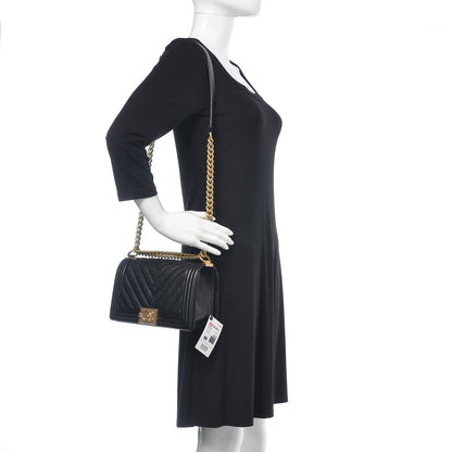 Chanel Caviar Chevron Quilted Medium Boy Flap Black 2 of 9