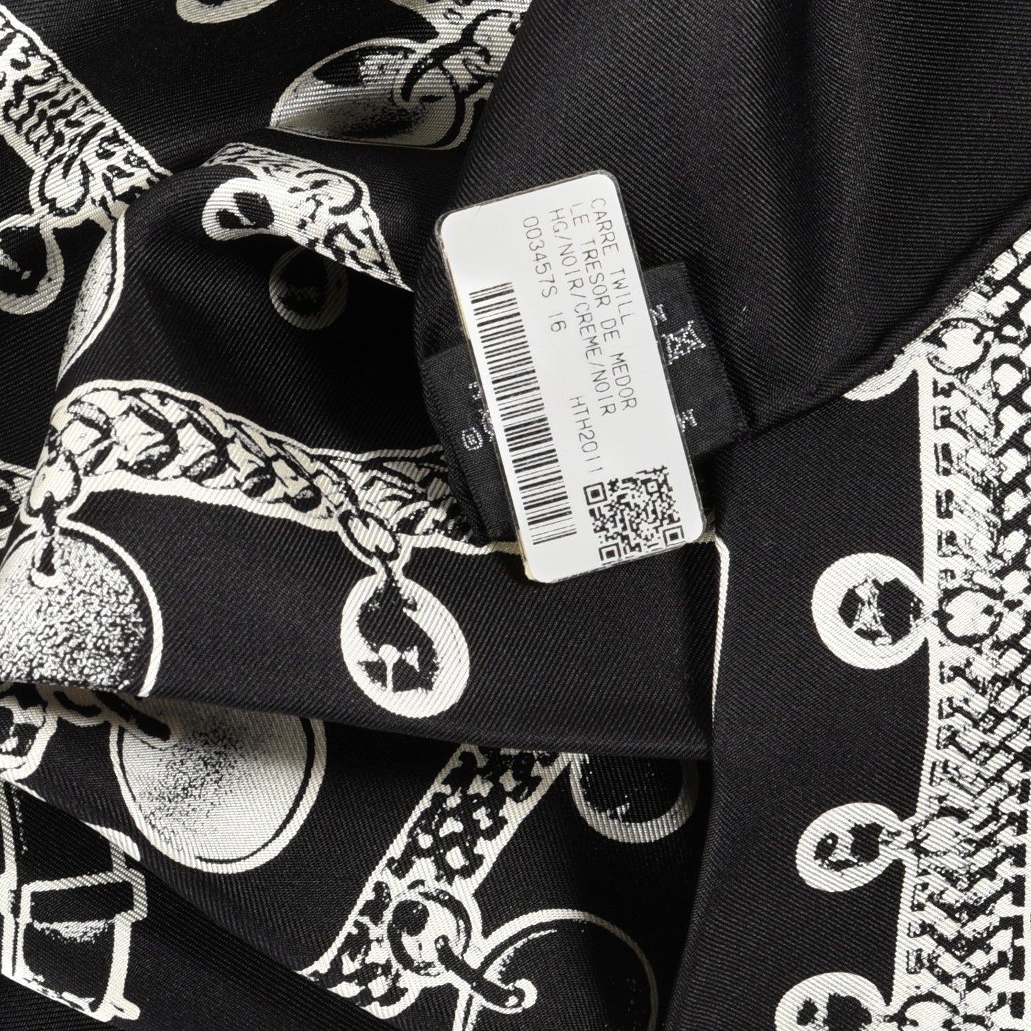 Hermes Silk Le Tresor De Medor Scarf 90 Black Creme 6 of 6