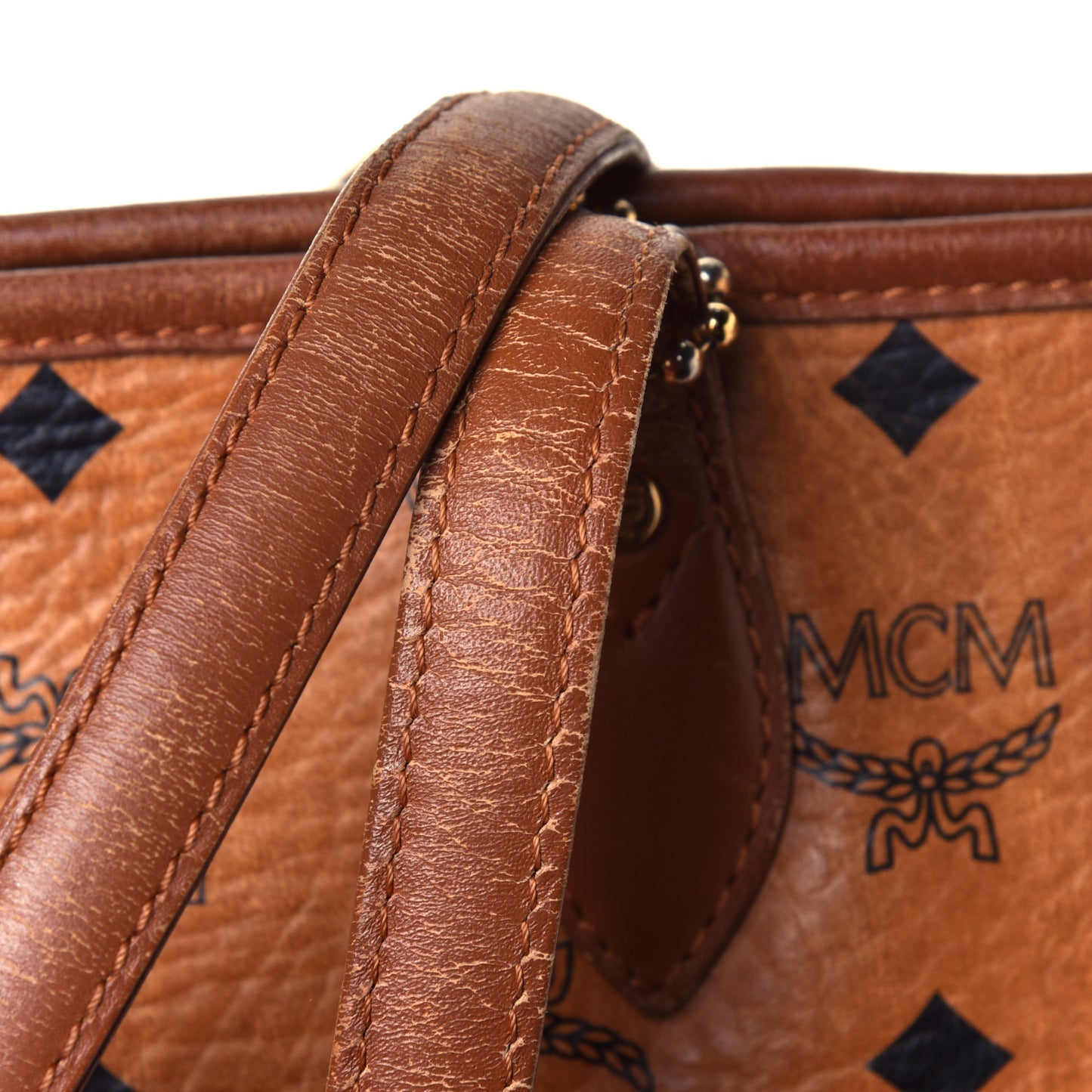 Visetos Dog Bone Striped Shopper Tote Cognac