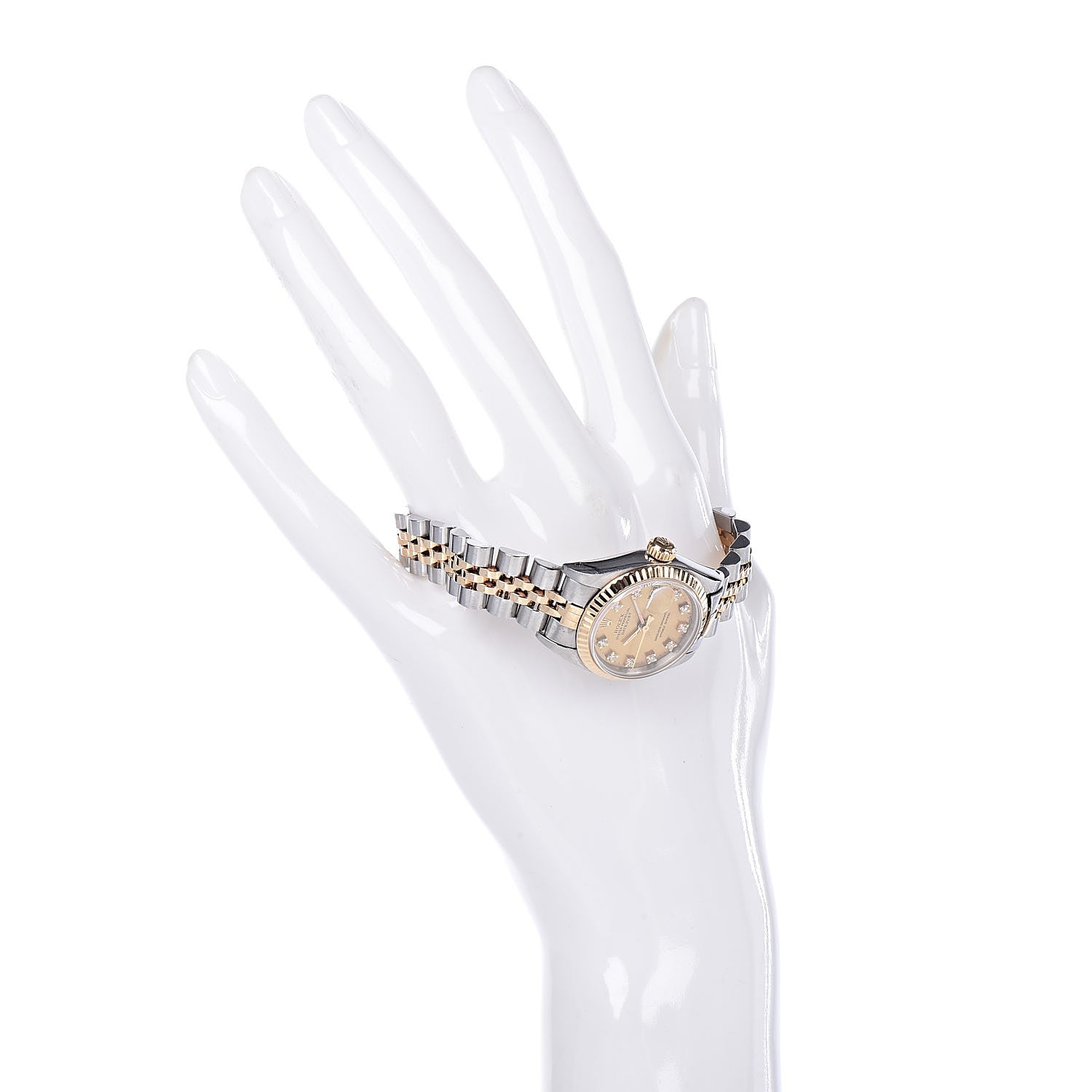 Rolex Stainless Steel 18K Yellow Gold Diamond 26mm Oyster Perpetual Datejust Watch Champagne 69163 2 of 6