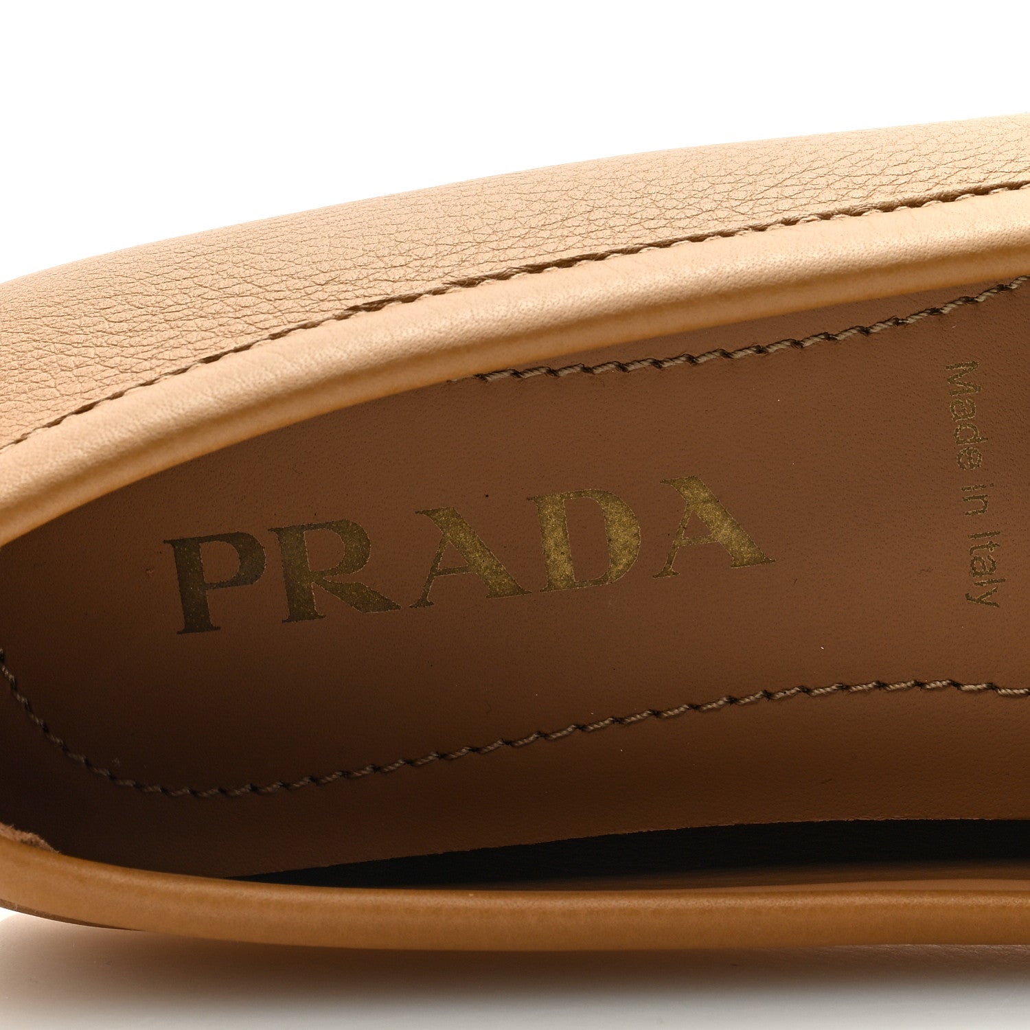 Prada Cervo Triangle Driving Loafer 37.5 Naturale 7 of 7