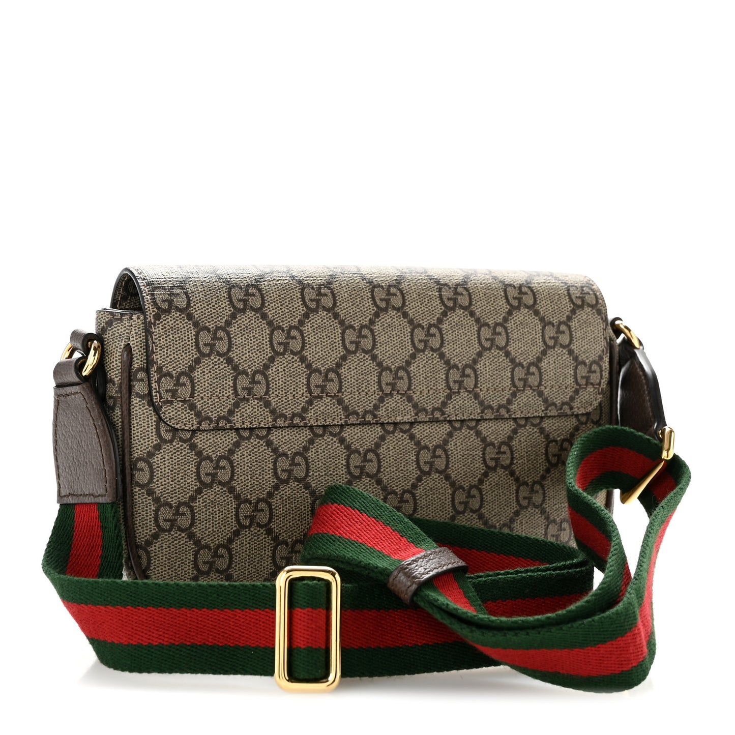 GG Supreme Monogram Textured Dollar Calfskin Web Mini Ophidia Envelope Shoulder Bag Beige Ebony New Acero