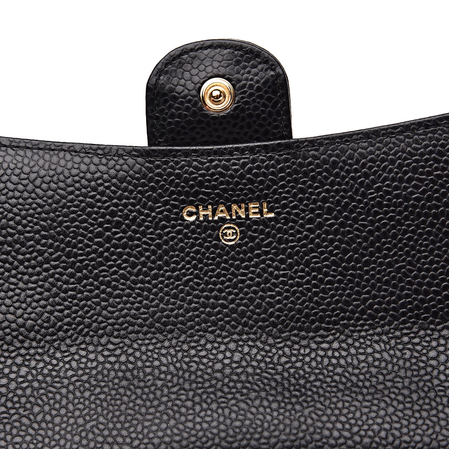 Caviar Quilted Large Gusset Flap Wallet Black