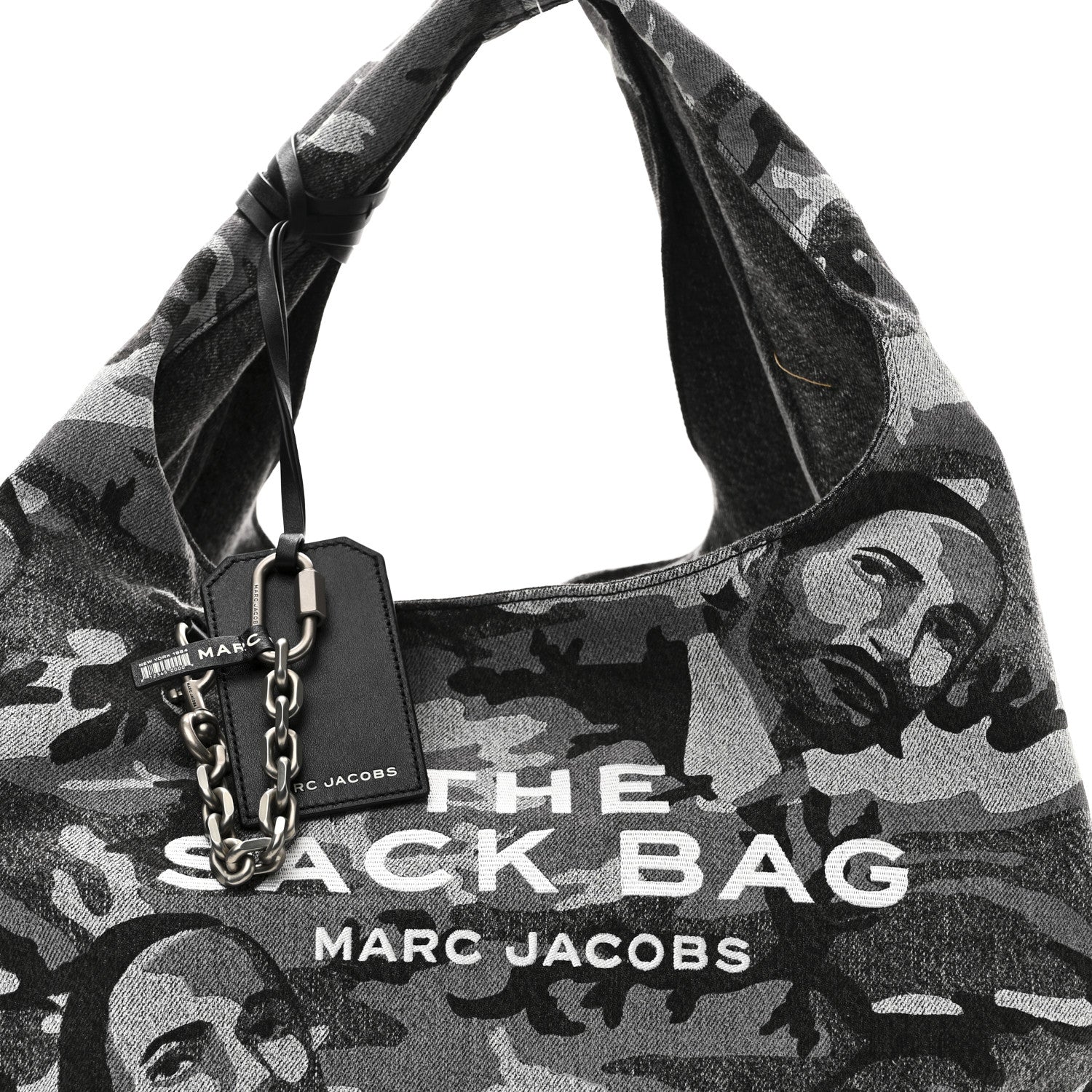 Marc Jacobs Denim Camo XL The Sack Bag Grey 8 of 10