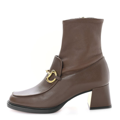 Gucci Quentin Nappa Stretch Granada Kid Horsebit 55mm Ankle Boots 39.5 Brown Sugar 1 of 8