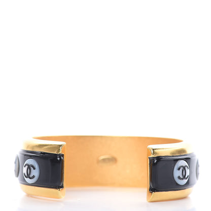 Chanel Resin CC Cuff Black White Gold 3 of 6