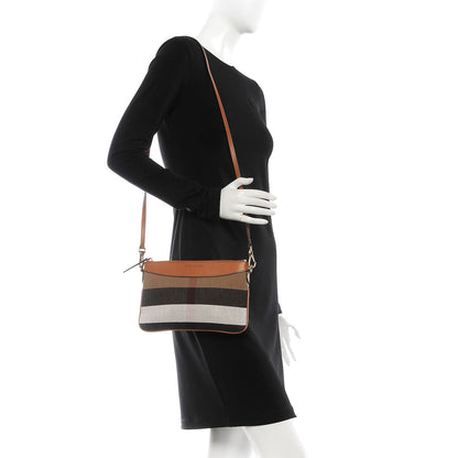 Burberry Mega Check Peyton Crossbody Clutch Bag Saddle Brown 2 of 8
