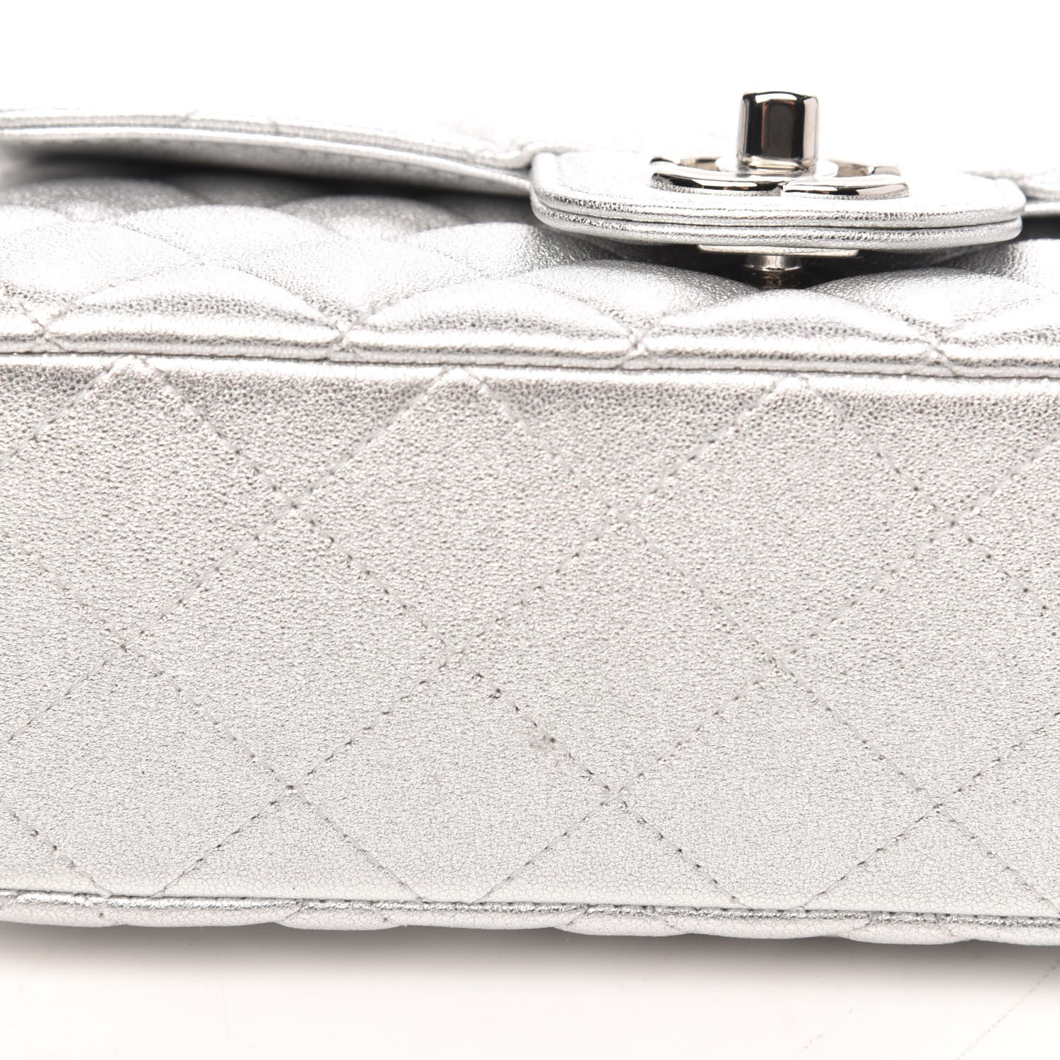 Chanel Metallic Lambskin Quilted Mini Rectangular Flap Silver 10 of 10