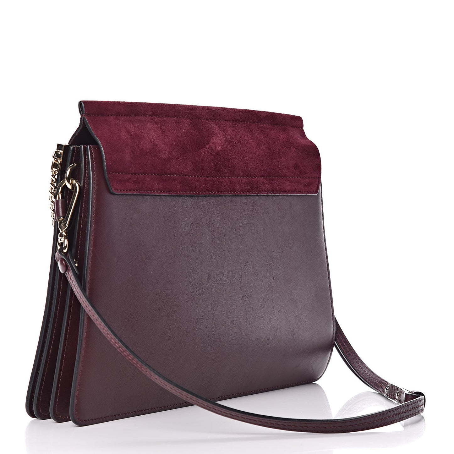 Suede Calfskin Medium Faye Shoulder Bag Dark Purple