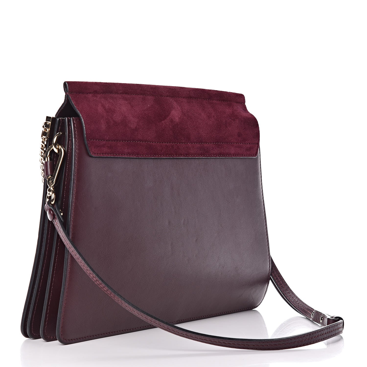 Chloe Suede Calfskin Medium Faye Shoulder Bag Dark Purple 3 of 17