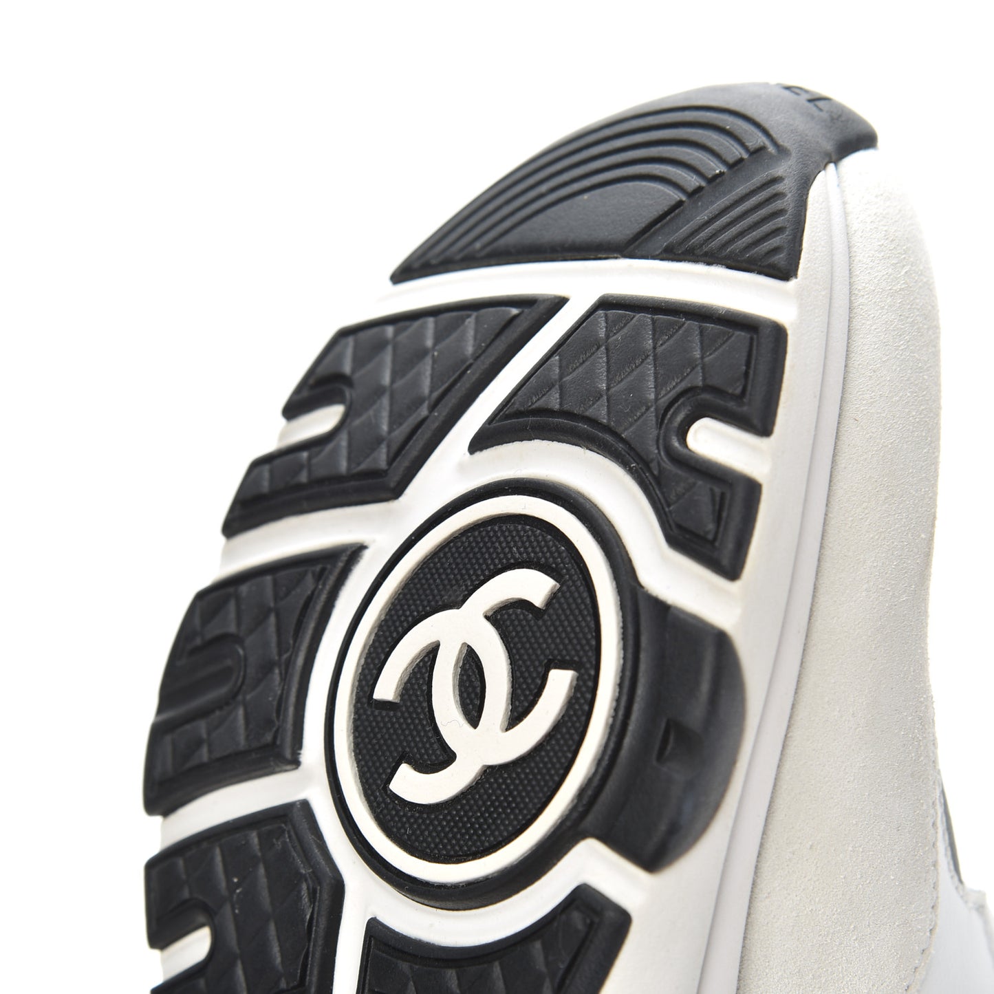 Nylon Calfskin Suede CC Womens Sneakers 37 White Orange