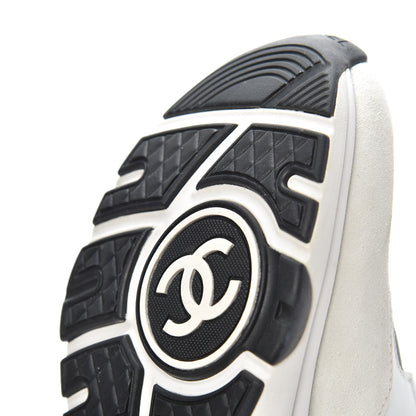 Chanel Nylon Calfskin Suede CC Womens Sneakers 37 White Orange 14 of 15